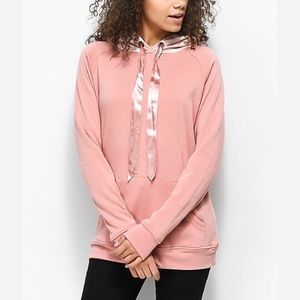 wiley blush velvet hoodie with ribbon